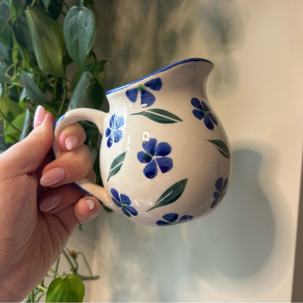 Hand-Painted Floral Ceramic Creamer Pitcher